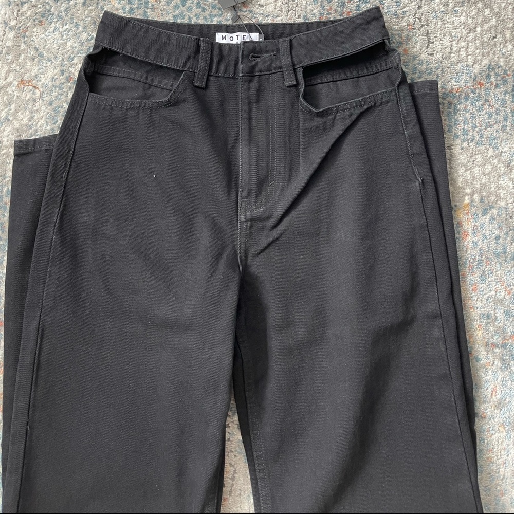 Motel rocks cut out straight black jeans